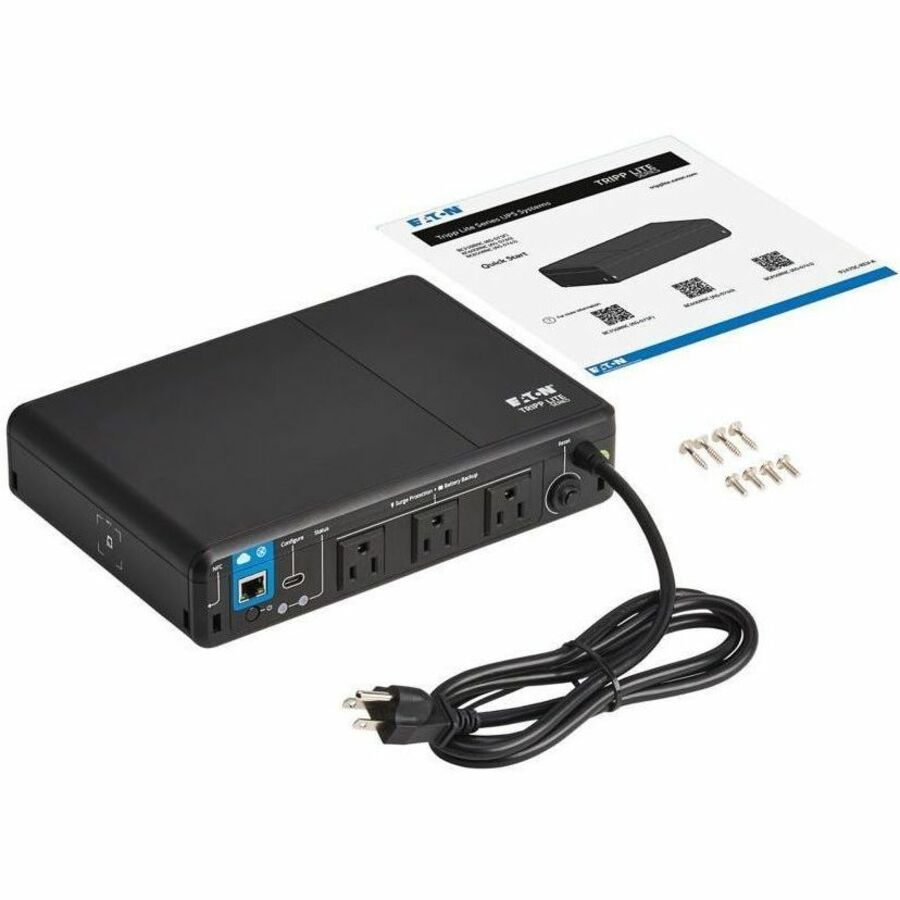 Eaton Tripp Lite Series 350VA 210W 120V Standby Cloud-Connected UPS with Remote Monitoring - 3 NEMA 5-15R Outlets (Surge + Battery Backup), 5-15P Plug, Desktop (BC350RNC)