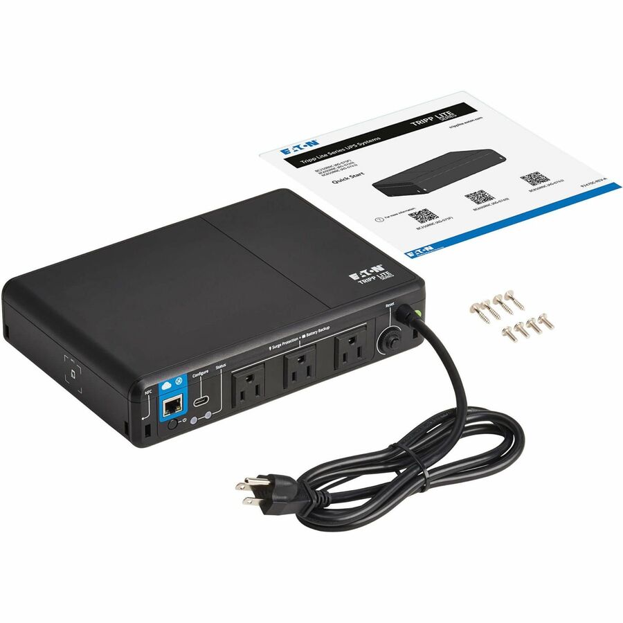 Eaton Tripp Lite Series 350VA 210W 120V Standby Cloud-Connected UPS with Remote Monitoring - 3 NEMA 5-15R Outlets (Surge + Battery Backup), 5-15P Plug, Desktop (BC350RNC)