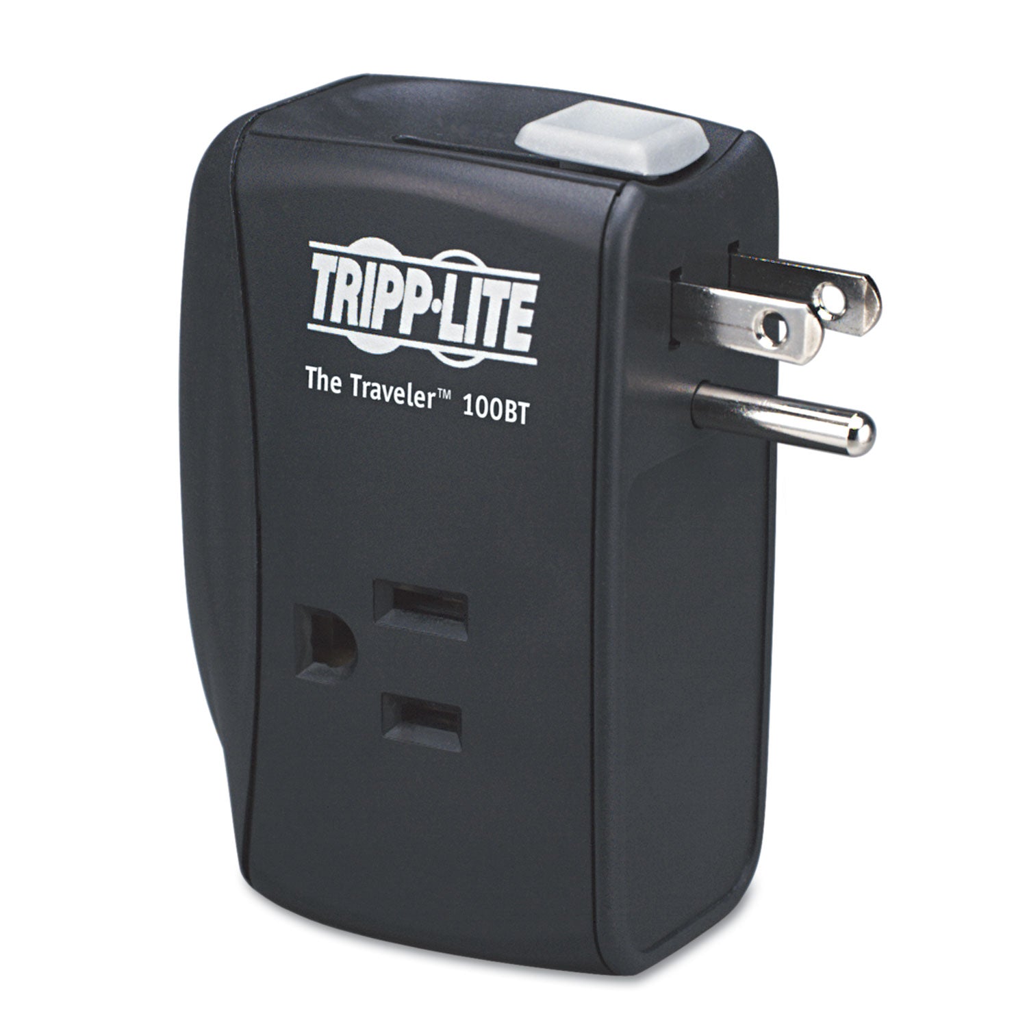 Tripp Lite Protect It! Portable Surge Protector, 2 AC Outlets, 1,050 J, Black (TRAVLER100BT)