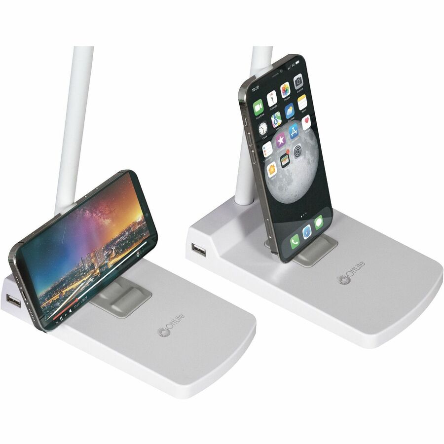 OttLite Swivel LED Desk Lamp with USB Charging and Stand (CSN0800W)