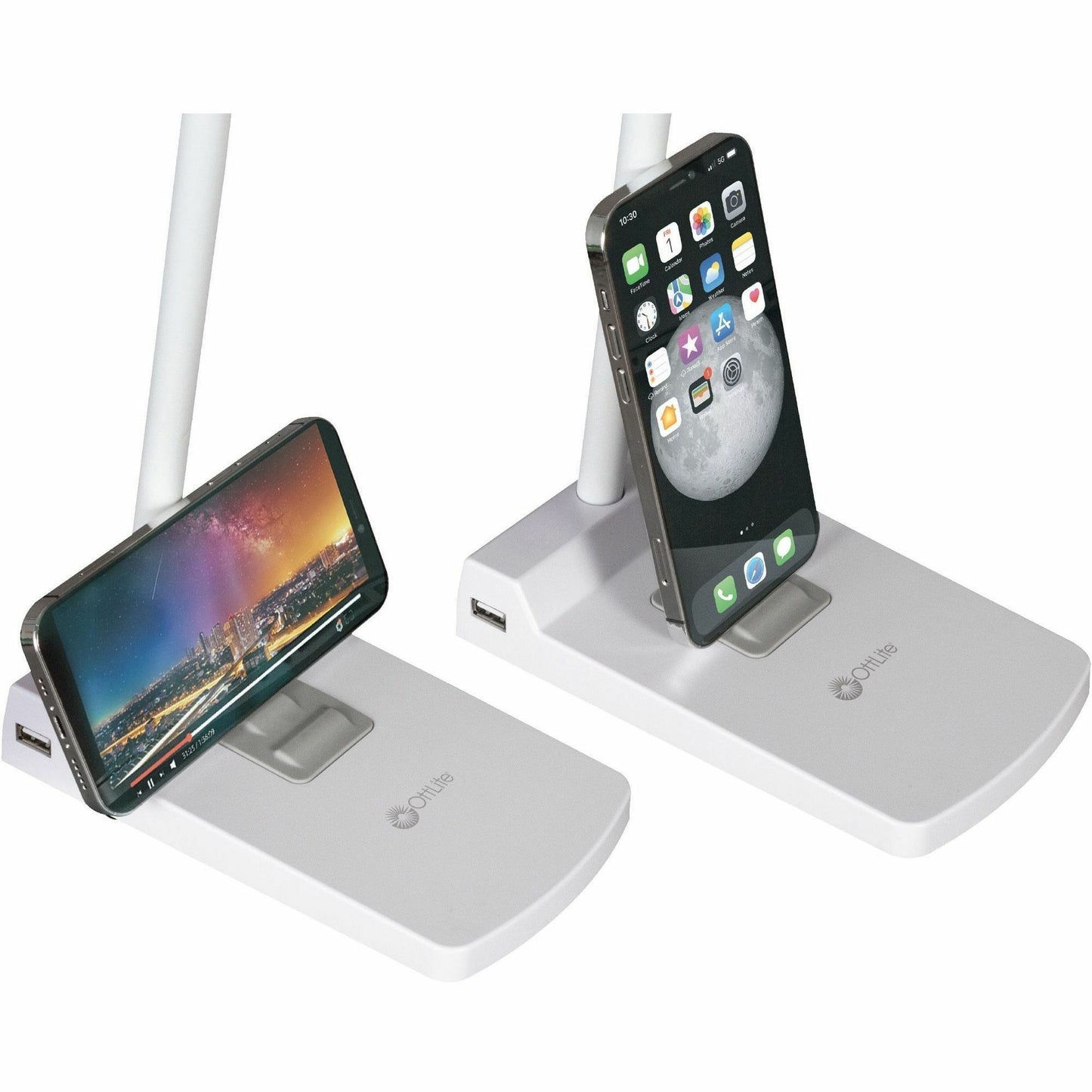 OttLite Swivel LED Desk Lamp with USB Charging and Stand (CSN0800W)