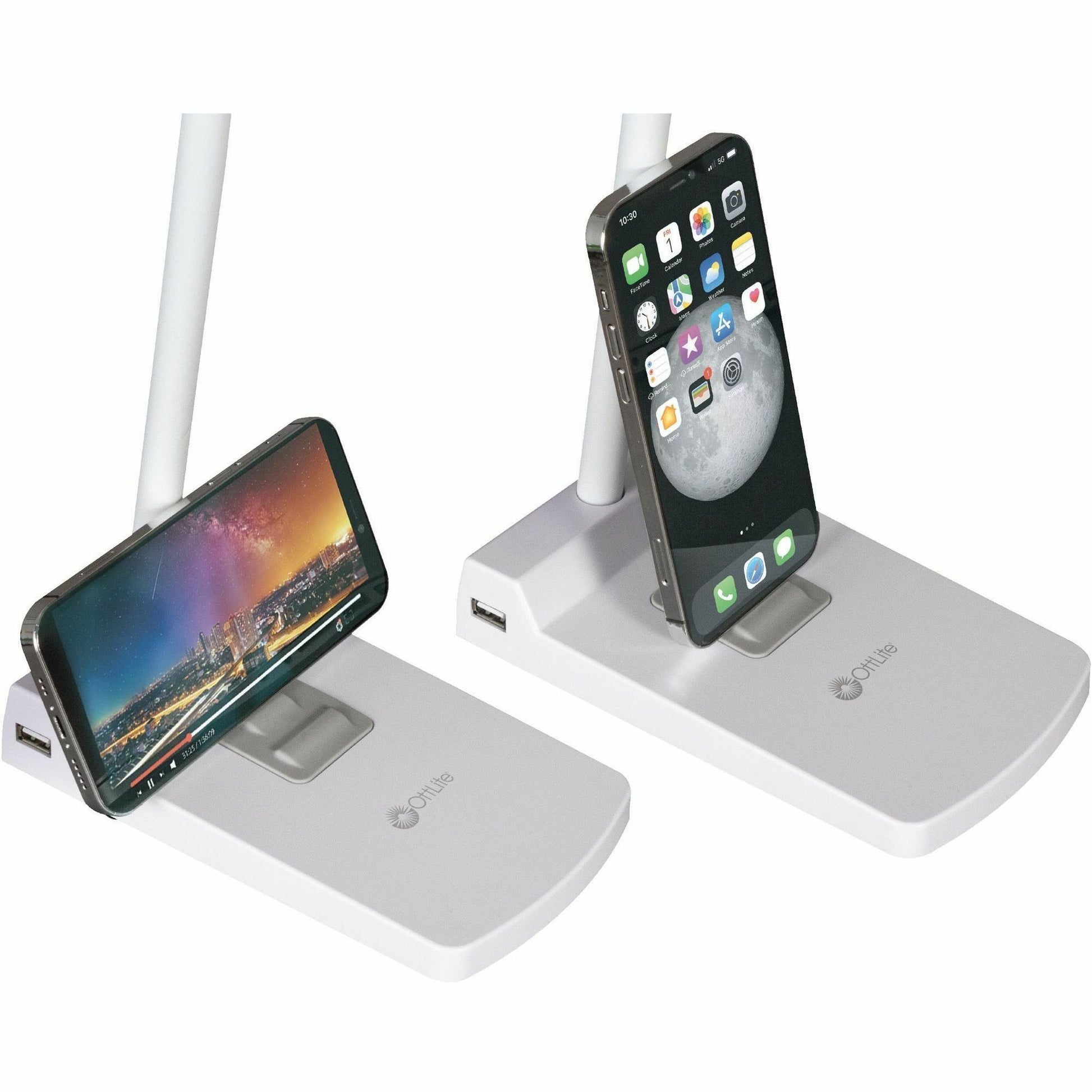 OttLite Swivel LED Desk Lamp with USB Charging and Stand (CSN0800W)