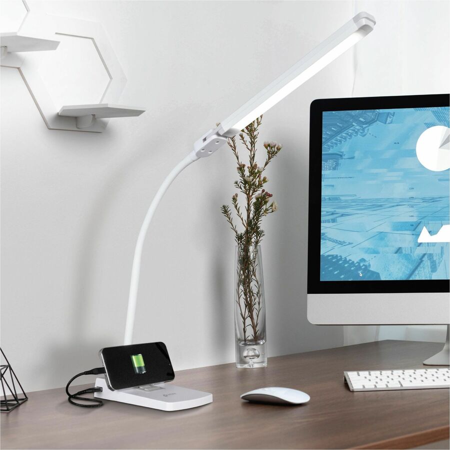 OttLite Swivel LED Desk Lamp with USB Charging and Stand (CSN0800W)