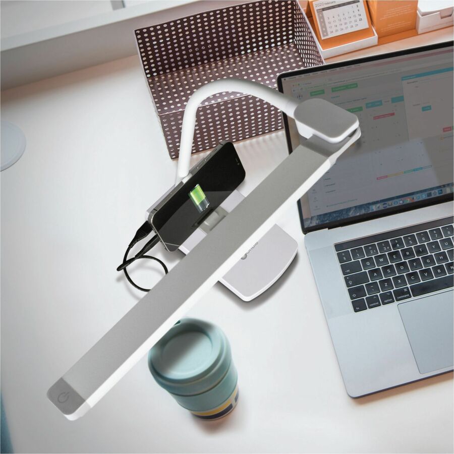 OttLite Swivel LED Desk Lamp with USB Charging and Stand (CSN0800W)