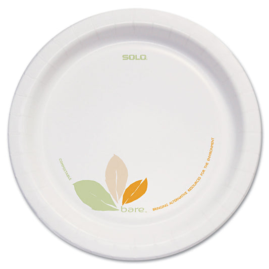 SOLO Bare Eco-Forward Paper Dinnerware Perfect Pak, ProPlanet Seal, Plate, 8.5" dia, Green/Tan, 125/Pack, 2 Packs/Carton (OFMP9RJ7234)
