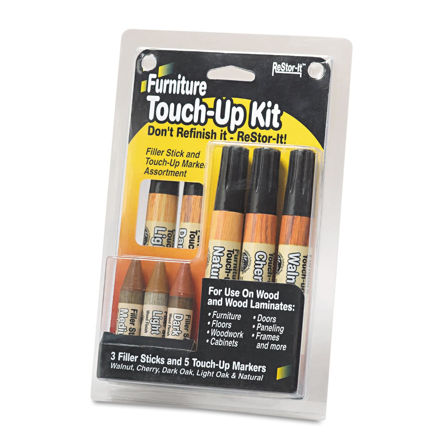 Master Caster ReStor-It Furniture Touch-Up Kit with (5) Woodgrain Markers, (3) Filler Sticks, 4.25 x 0.38 x 6.75 (18000)