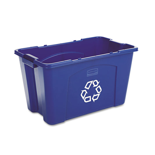 Rubbermaid Commercial Stacking Recycle Bin, 18 gal, Polyethylene, Blue (571873BE)