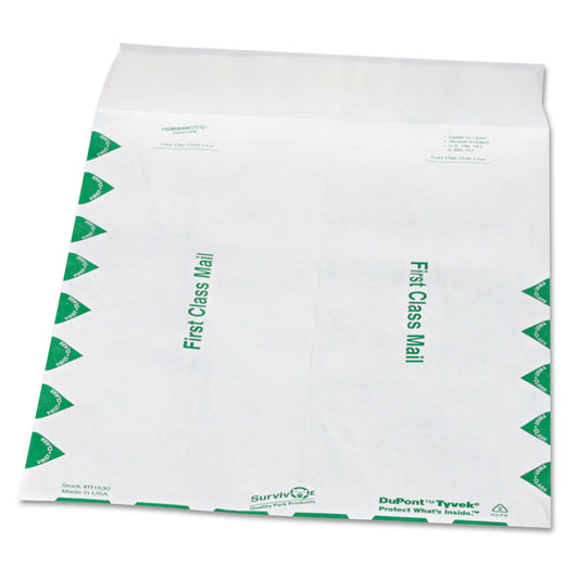 Survivor Lightweight 14 lb Tyvek Catalog Mailers, First Class, #12 1/2, Square Flap, Redi-Strip Closure, 9.5 x 12.5, White, 100/Box (R1530)