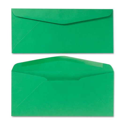 Quality Park Colored Envelope, #10, Commercial Flap, Gummed Closure, 4.13 x 9.5, Green, 25/Pack (11135)