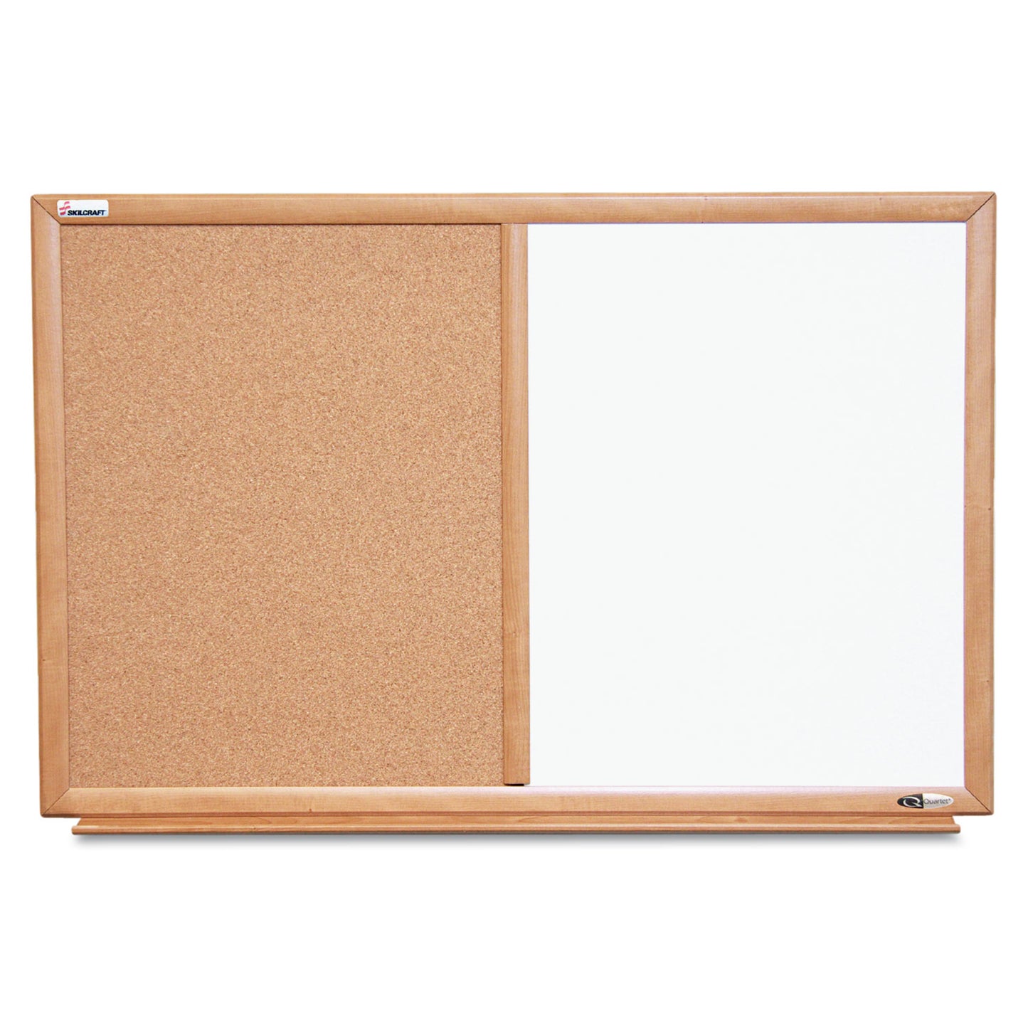 AbilityOne 7110015680401, SKILCRAFT Combination Board, 36 x 24, Tan/White Surface, Oak Wood Frame