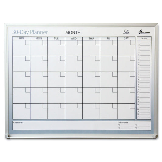 AbilityOne 7520012239896, SKILCRAFT Dry Erase 30-Day Planner, 36 x 24, White Surface, Aluminum Frame