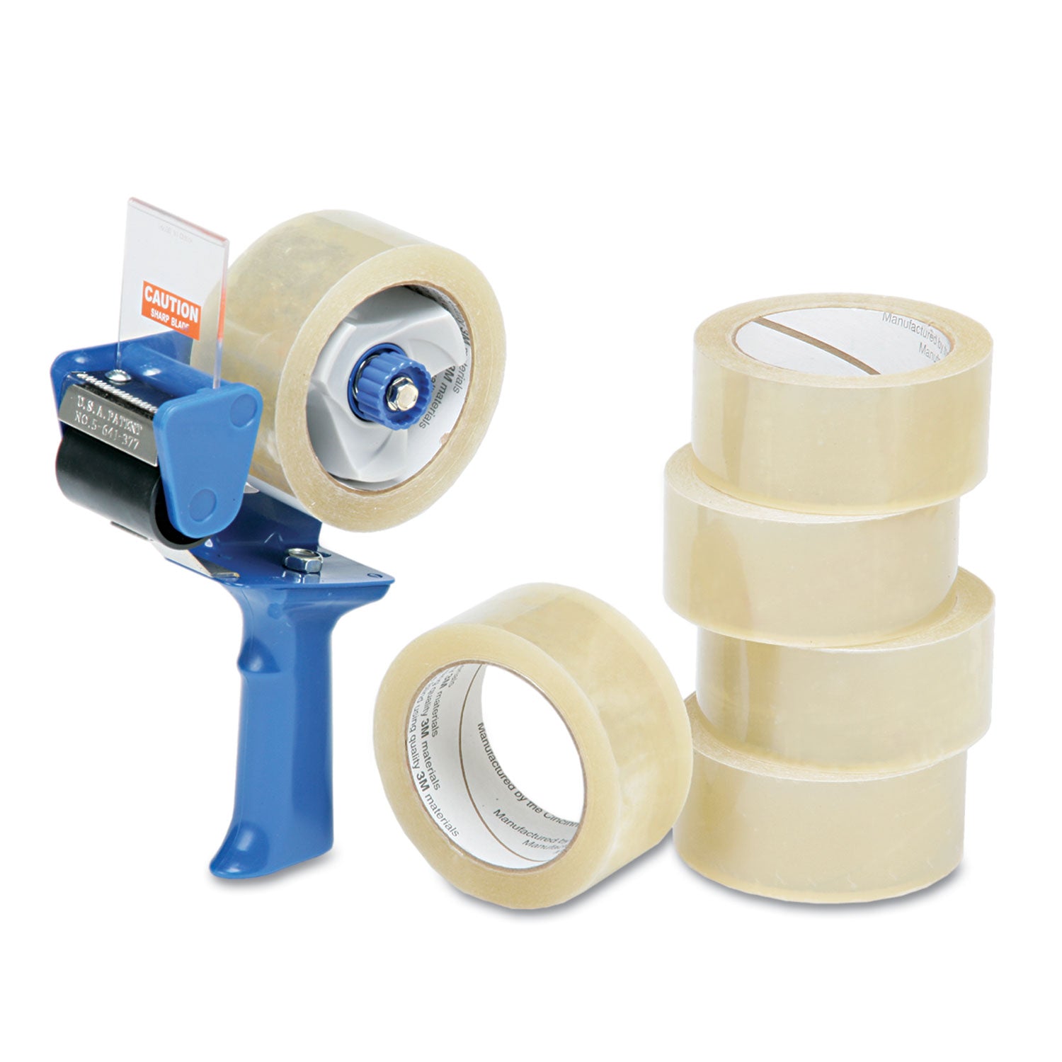 AbilityOne 7510015796872, SKILCRAFT Commercial Package Sealing Tape with Pistol Grip Dispenser, 3" Core, 2" x 55 yds, Clear, 6/Pack