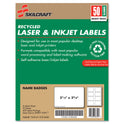 AbilityOne 7530015789299, SKILCRAFT Adhesive Name Badge Labels, Inkjet/Laser Printers, 2.33 x 3.38, White, 8/Sheet, 50 Sheets/Box