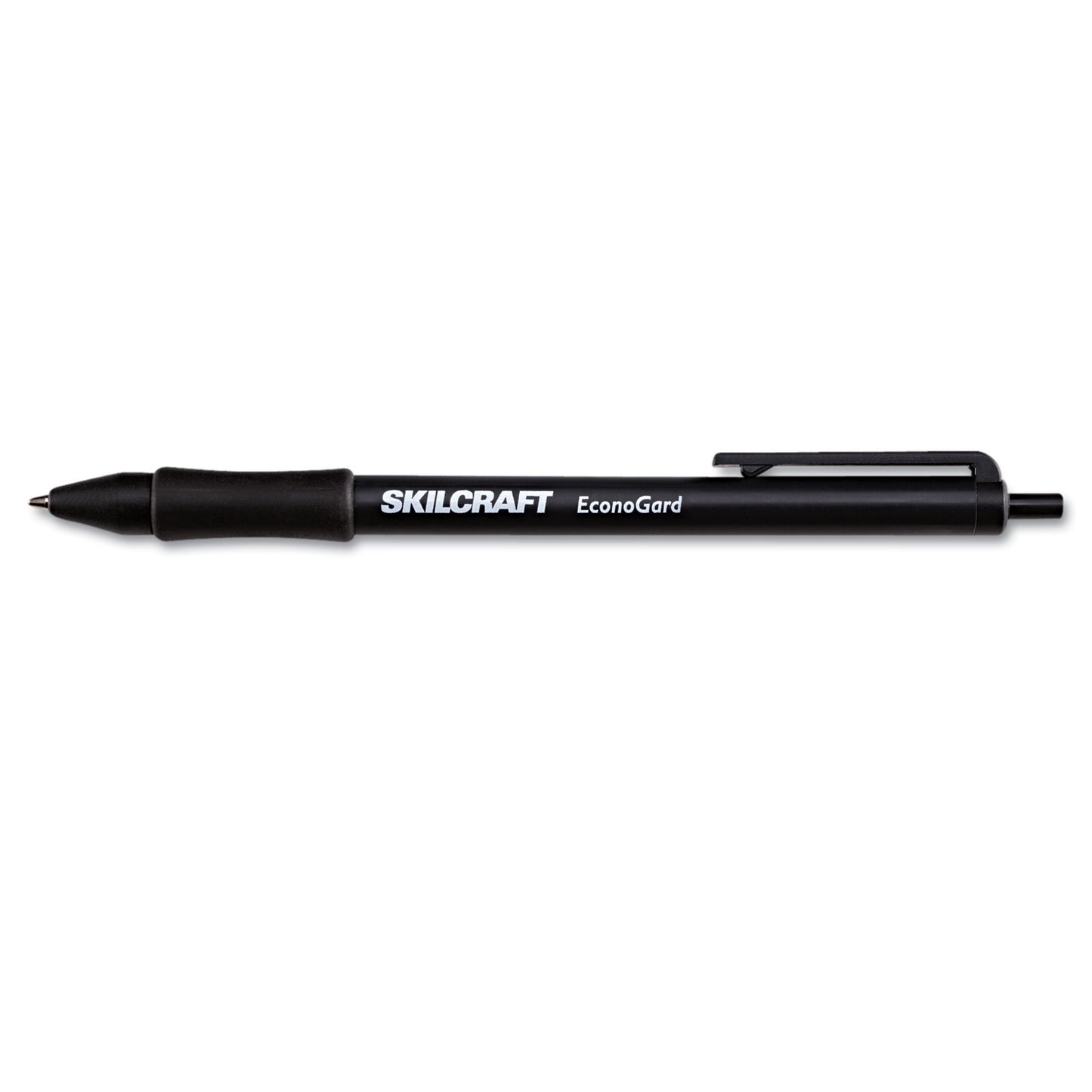 AbilityOne 7520015425943, SKILCRAFT EconoGard Ballpoint Pen, Retractable, Medium 1 mm, Black Ink, Black Barrel, Dozen