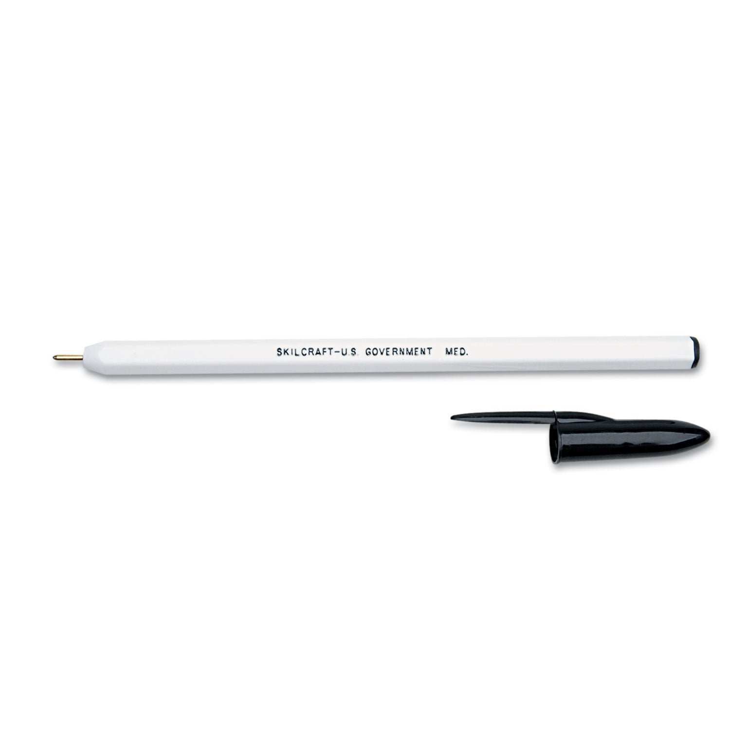 AbilityOne 7520010589978, SKILCRAFT Ballpoint Pen, Stick, Medium 1 mm, Black Ink, White Barrel, Dozen