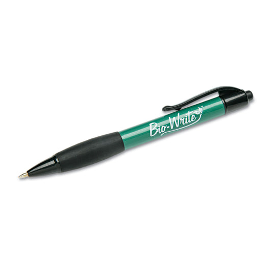 AbilityOne 7520015789303, SKILCRAFT Bio-Write Ballpoint Pen, Retractable, Fine 0.7 mm, Blue Ink, Green Barrel, Dozen