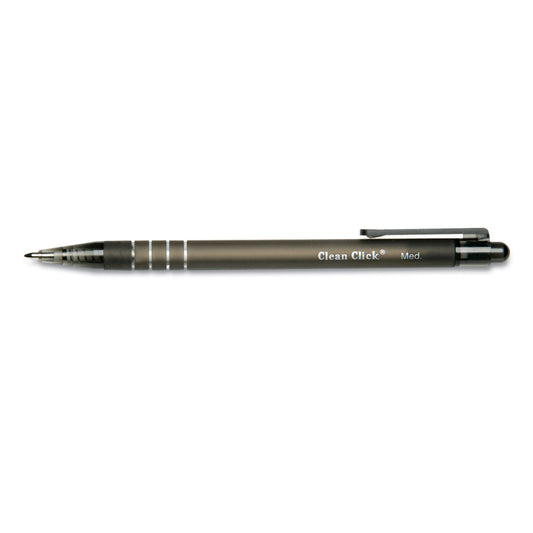 AbilityOne 7520014220314, SKILCRAFT Clean Click Ballpoint Pen, Retractable, Medium 1 mm, Black Ink, Black Barrel, Dozen