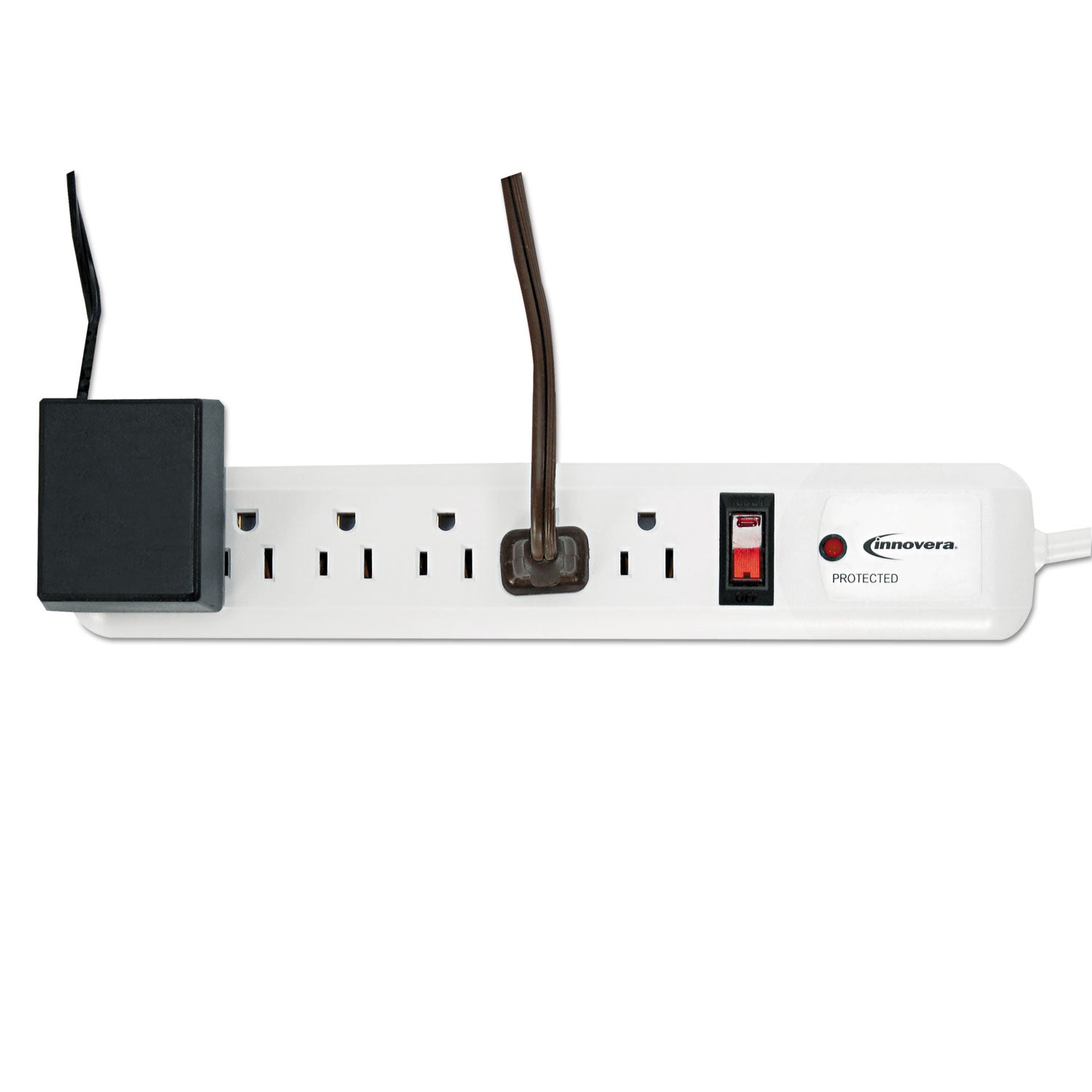 Innovera Surge Protector, 6 AC Outlets, 4 ft Cord, 540 J, White (71652)