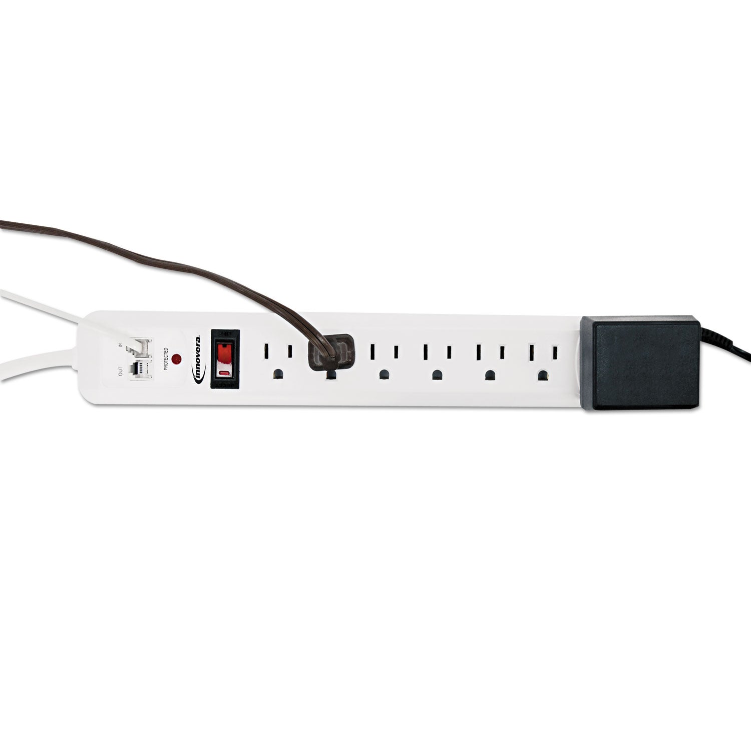 Innovera Surge Protector, 7 AC Outlets, 4 ft Cord, 1,080 J, White (71654)