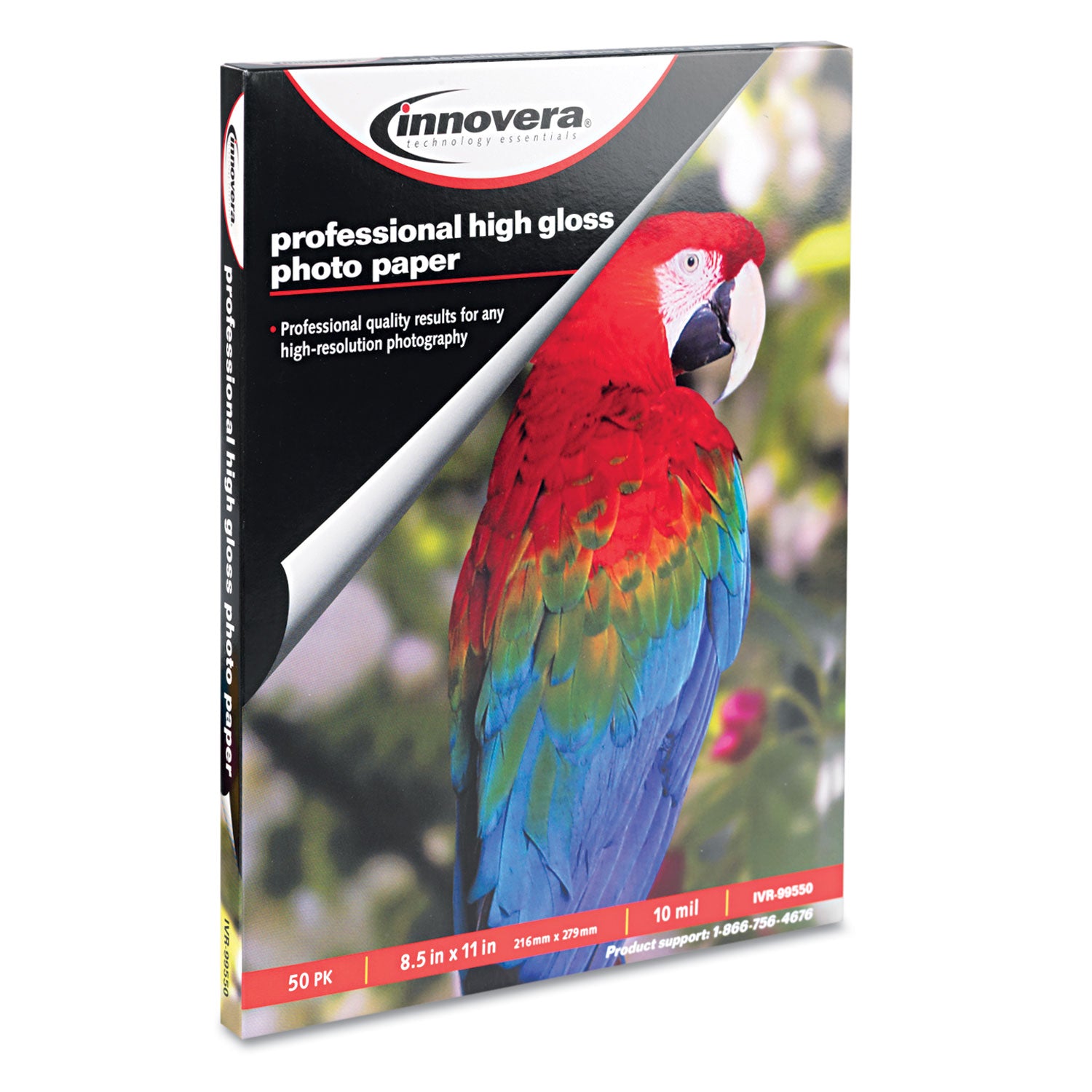 Innovera High-Gloss Photo Paper, 10 mil, 8.5 x 11, High-Gloss White, 50/Pack (99550)