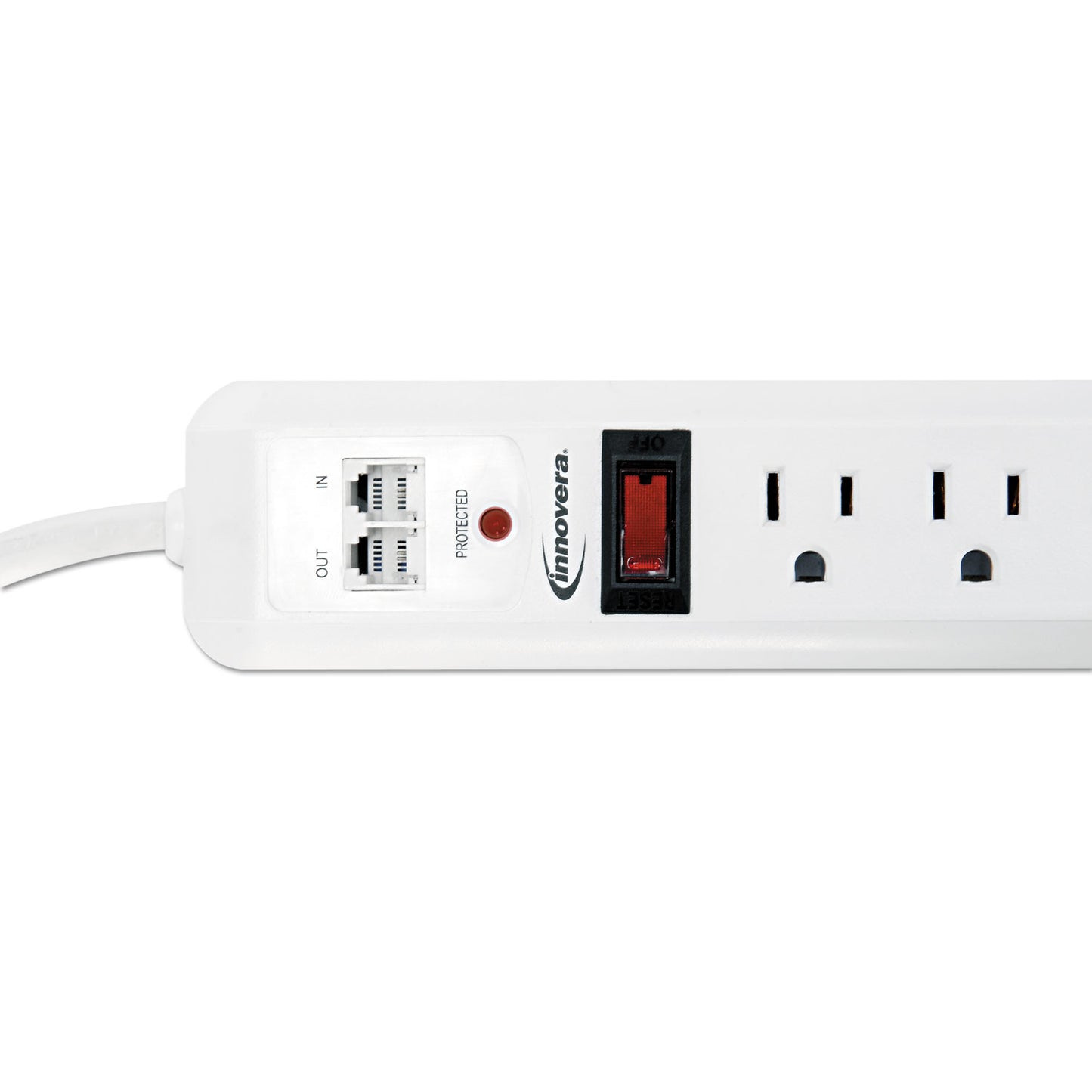 Innovera Surge Protector, 7 AC Outlets, 4 ft Cord, 1,080 J, White (71654)