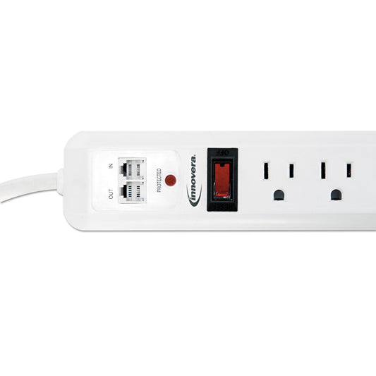 Innovera Surge Protector, 7 AC Outlets, 4 ft Cord, 1,080 J, White (71654)