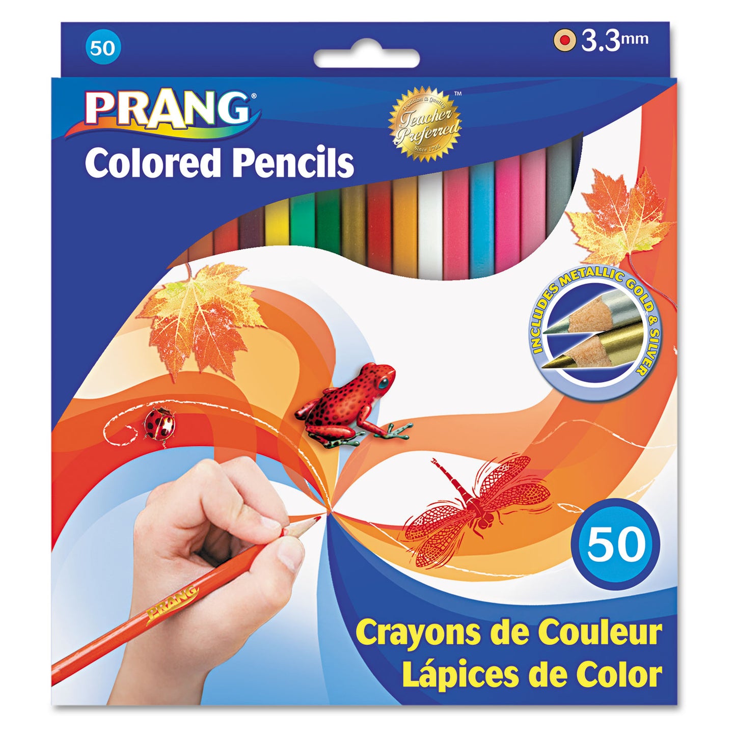 Prang Colored Pencil Sets, 3.3 mm, 2B, Assorted Lead and Barrel Colors, 50/Pack (22480)