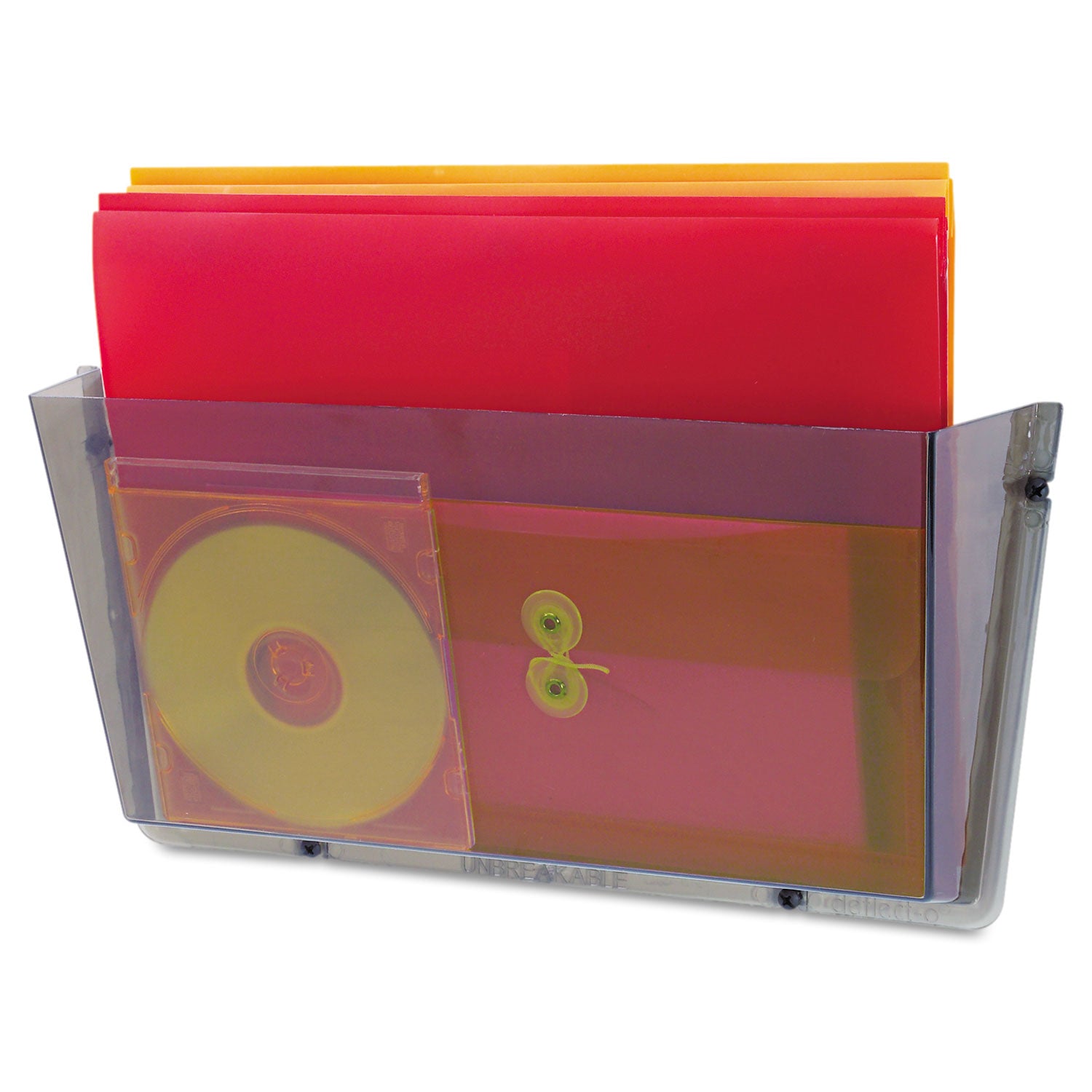 Deflecto Unbreakable DocuPocket Wall File, Letter Size, 14.5" x 3" x 6.5", Smoke (63202)