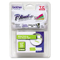 Brother TZ Standard Adhesive Laminated Labeling Tape, 0.47" x 16.4 ft, White/Lime Green (TZEMQG35)