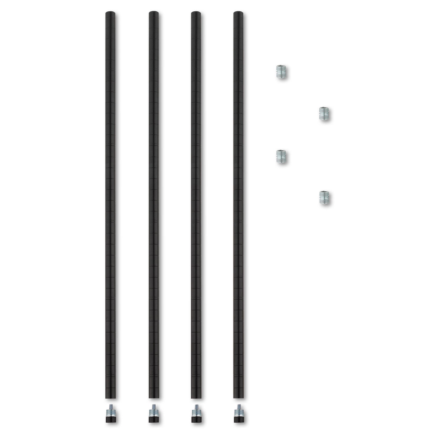 Alera Stackable Posts For Wire Shelving, 36 "High, Black, 4/Pack (SW59PO36BL)