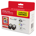 Canon 2973B004 (PGI-210XL/CL-211XL) ChromaLife100+ High-Yield Ink/Paper Combo, Black/Tri-Color