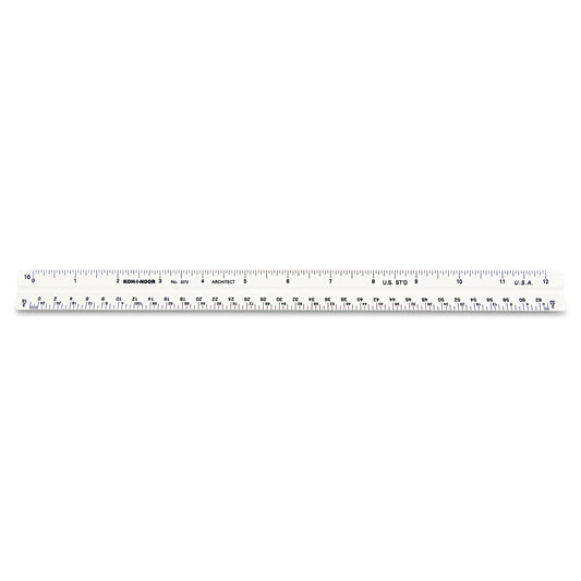 Chartpak Triangular Scale, Plastic, 12" Long, Architectural, White (3272BC)