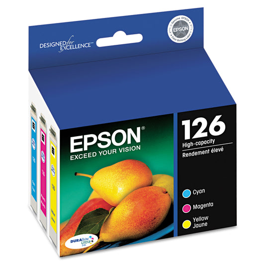 Epson T126520-S (126) DURABrite Ultra High-Yield Ink, Cyan/Magenta/Yellow, 3/Pack