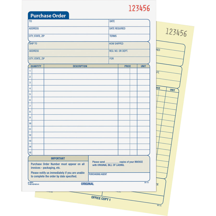 Adams Carbonless Purchase Order Statement (DC5831)