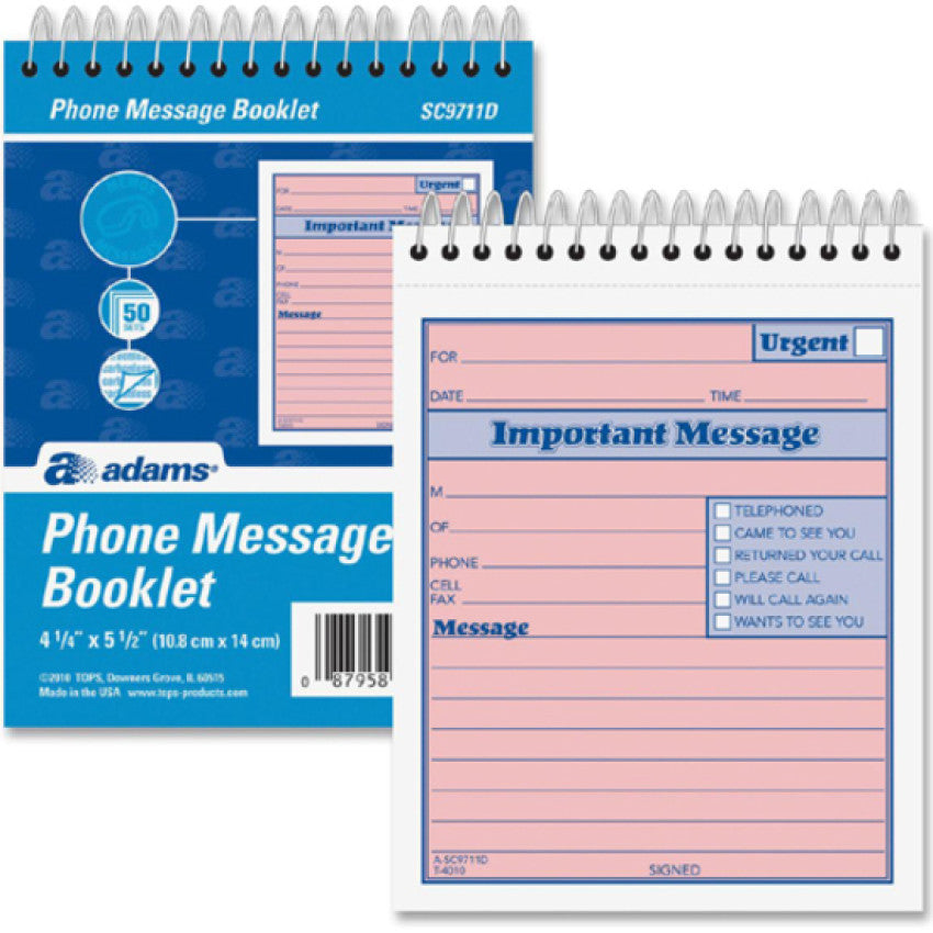 Adams Spiral-bound Phone Message Booklet (SC9711D)