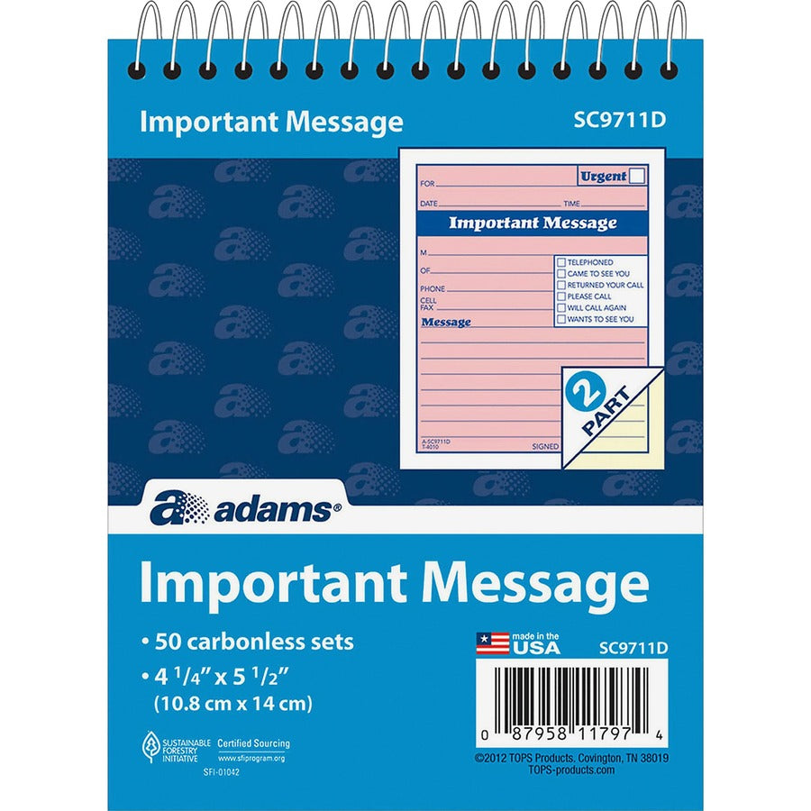 Adams Spiral-bound Phone Message Booklet (SC9711D)