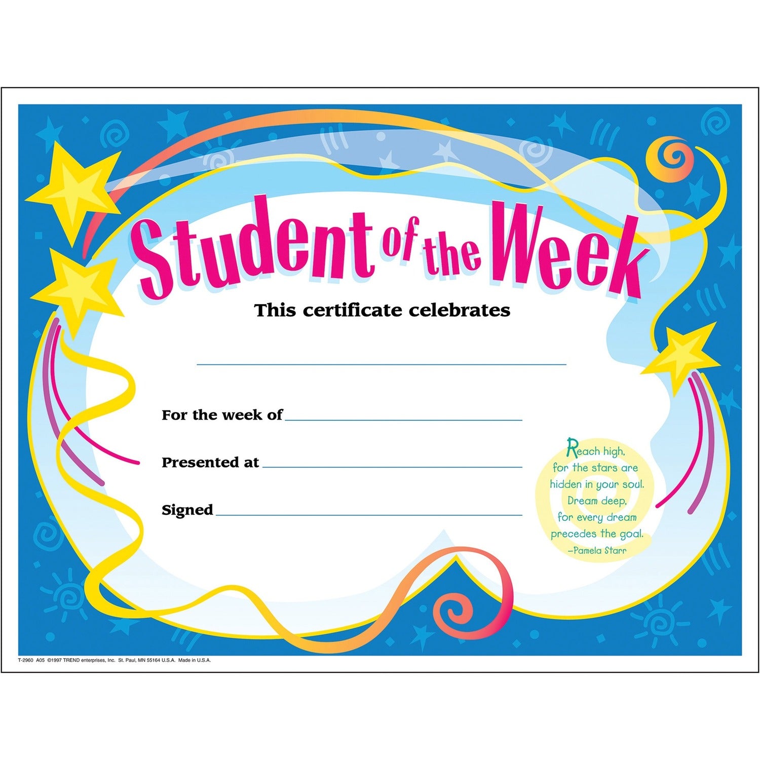 Trend Student of The Week Award Certificate (T2960)