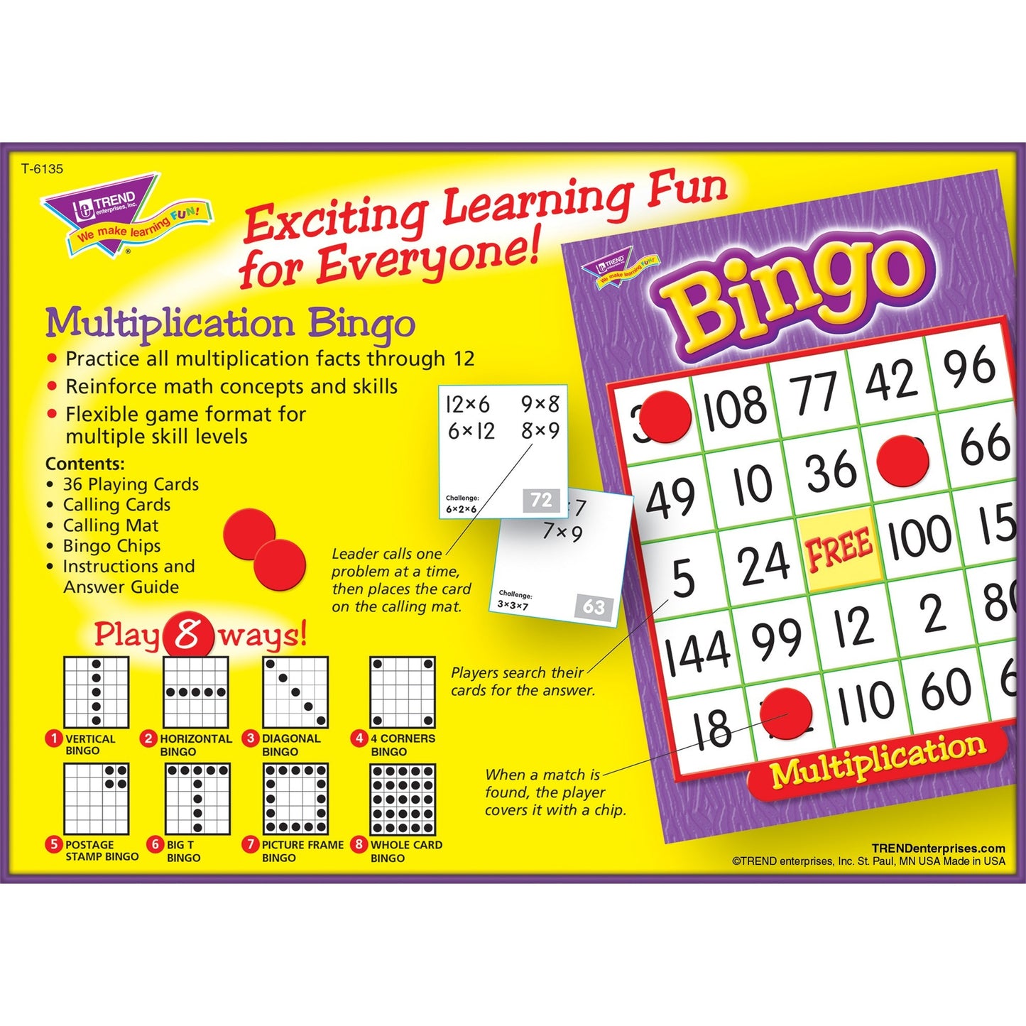 Trend Multiplication Bingo Learning Game (T6135)