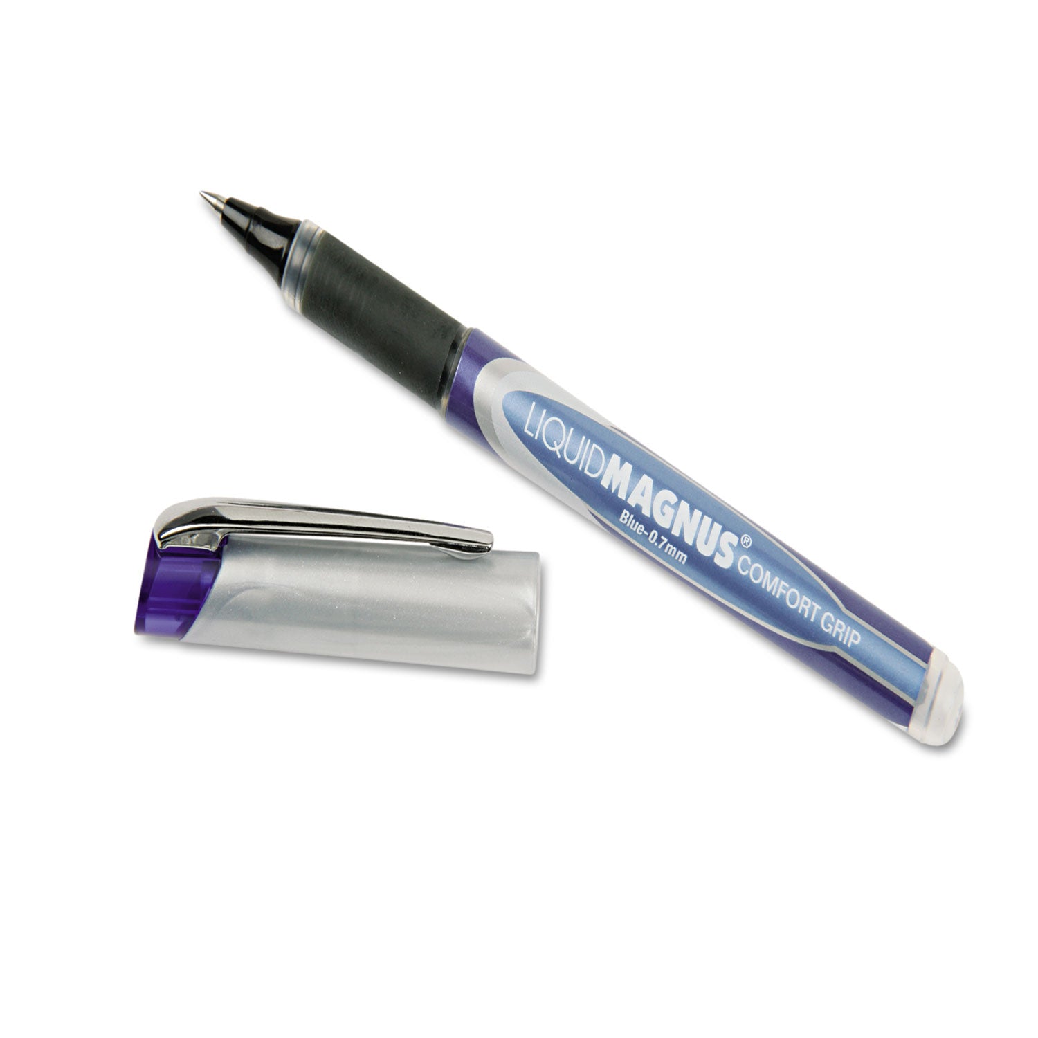 AbilityOne 7520015877787, SKILCRAFT Liquid Magnus Hybrid Gel Pen, Stick, Fine 0.7 mm, Blue Ink, Blue/Gray Barrel, 4/Pack