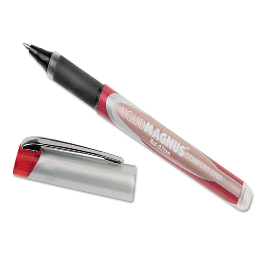 AbilityOne 7520015877781, SKILCRAFT Liquid Magnus Hybrid Gel Pen, Stick, Fine 0.7 mm, Red Ink, Red/Gray Barrel, 4/Pack