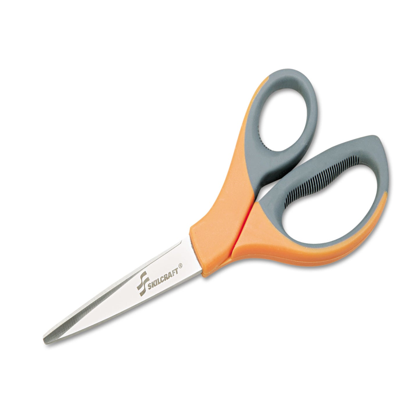 AbilityOne 5110012414373 SKILCRAFT Scissors, 8.25" Long, 3.63" Cut Length, Straight Orange/Gray Handle