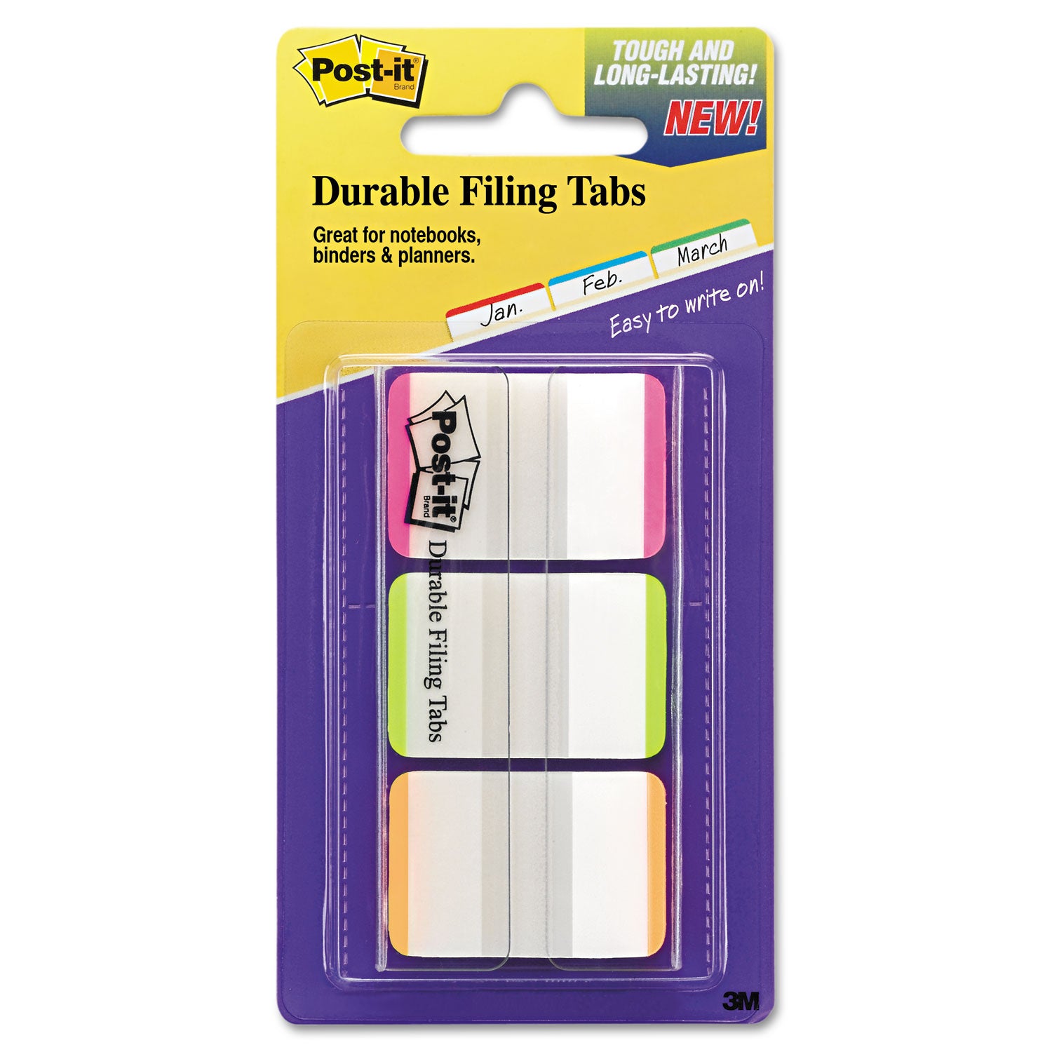 Post-it 1" Lined Tabs, 1/5-Cut, Assorted Bright Colors, 1" Wide, 66/Pack (686LPGO)