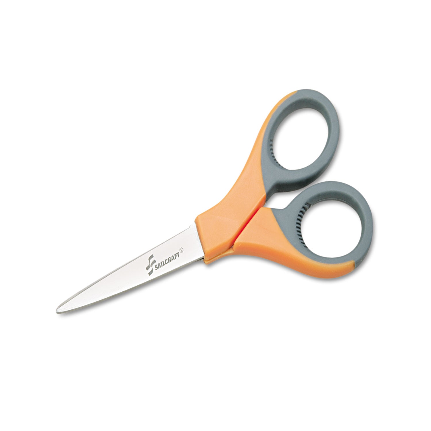 AbilityOne 5110012414375 SKILCRAFT Scissors, 6.5" Long, 3" Cut Length, Straight Orange/Gray Handle