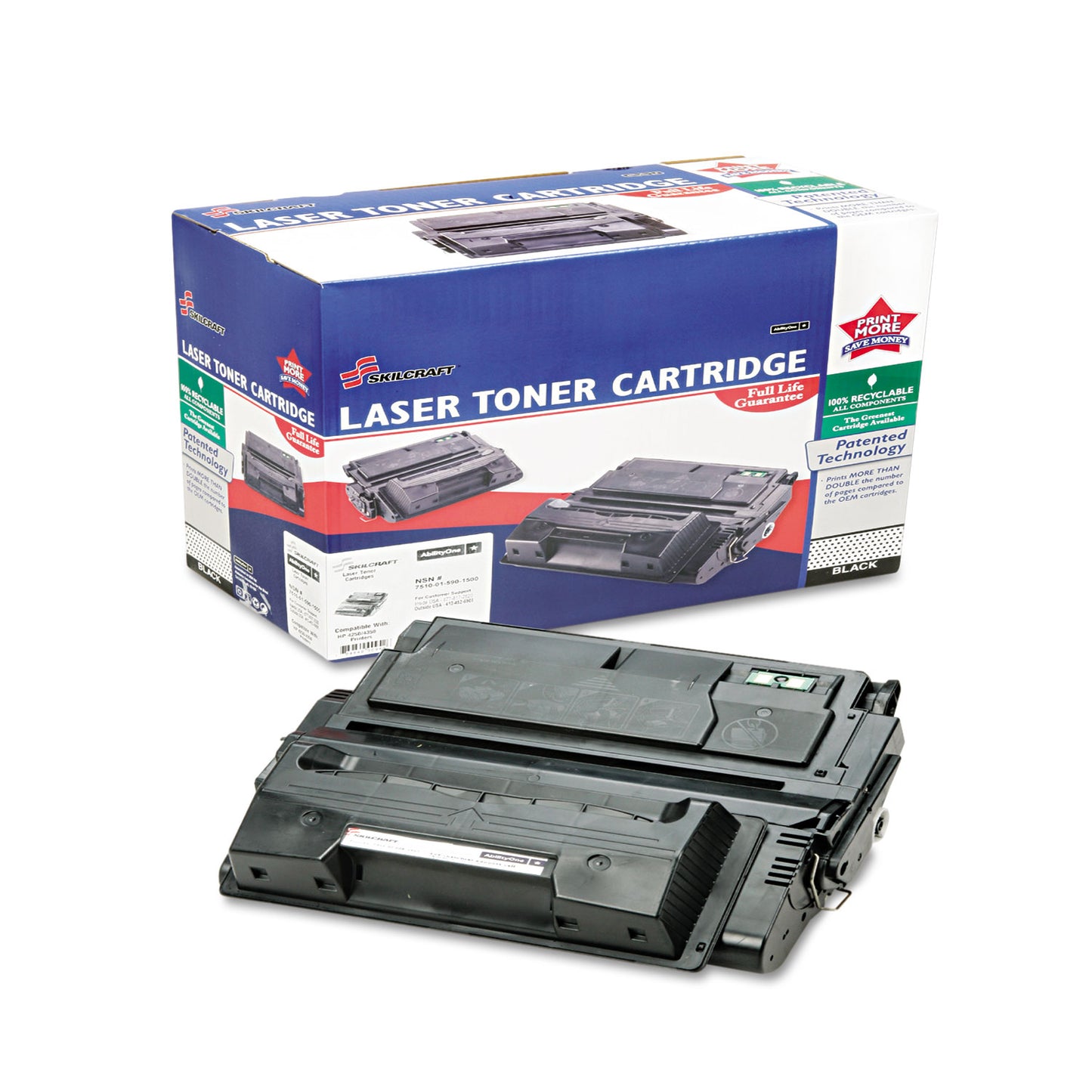 AbilityOne 7510015901500 Remanufactured Q5942A/Q5942X (42A/42X) Toner, 42,037 Page-Yield, Black