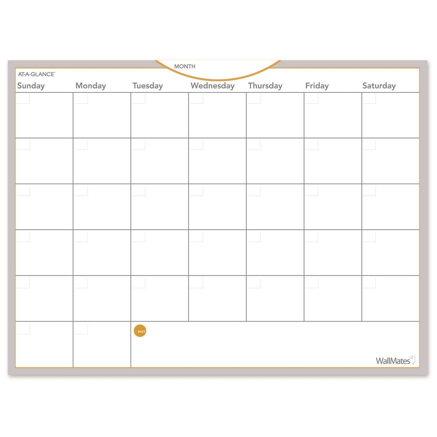 AT-A-GLANCE WallMates Self-Adhesive Dry Erase Monthly Planning Surfaces, 24 x 18, White/Gray/Orange Sheets, Undated (AW502028)