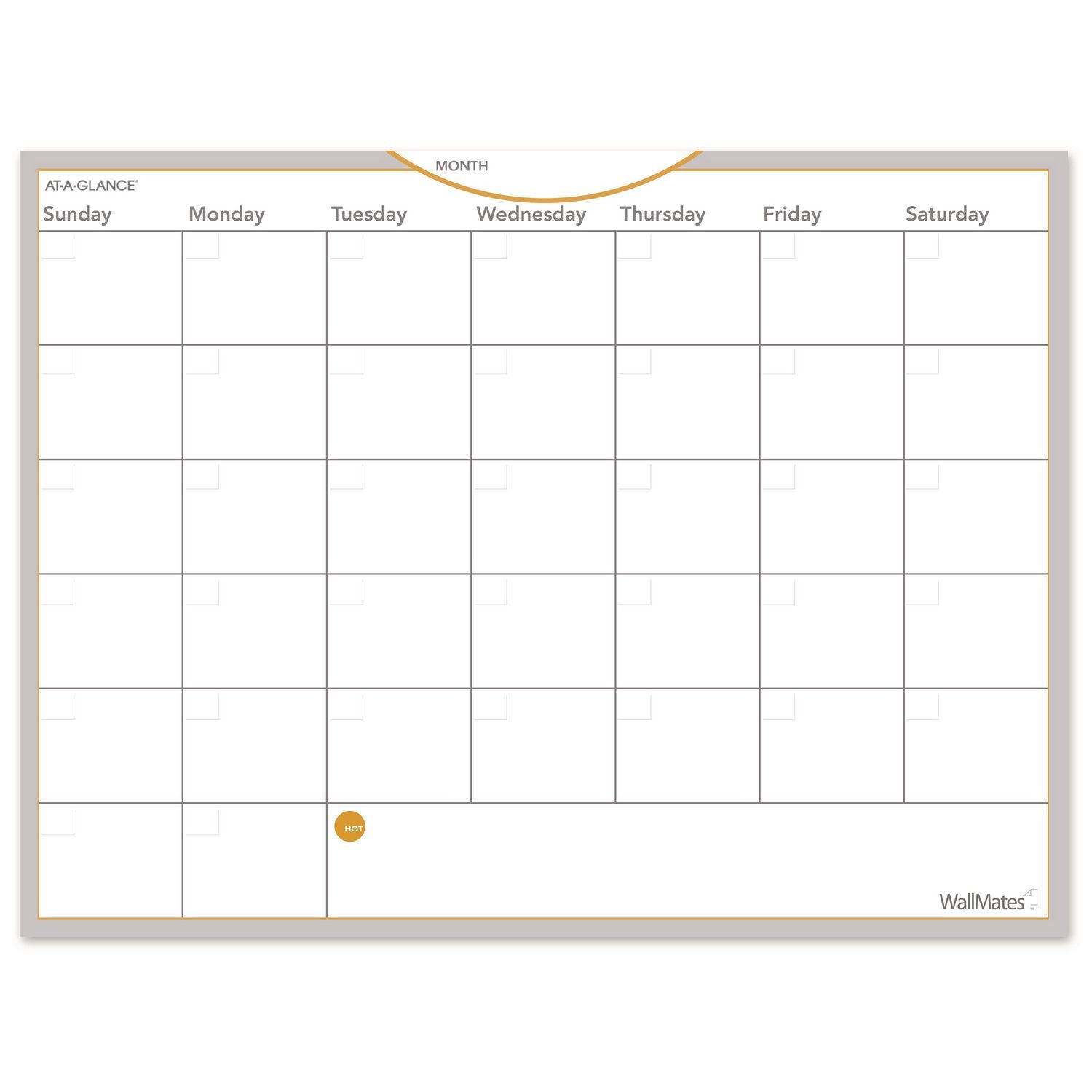 AT-A-GLANCE WallMates Self-Adhesive Dry Erase Monthly Planning Surfaces, 24 x 18, White/Gray/Orange Sheets, Undated (AW502028)