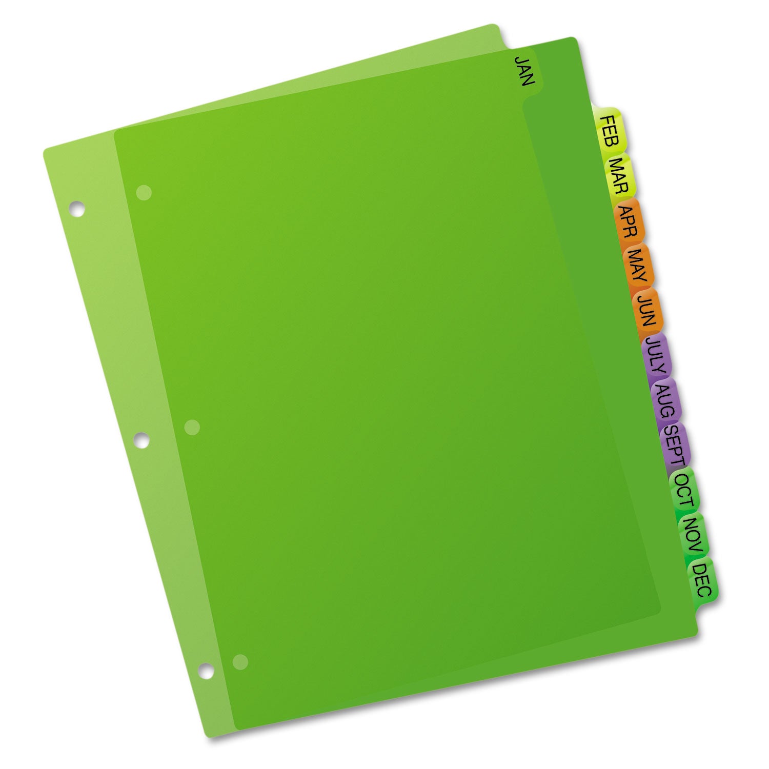 Avery Durable Preprinted Plastic Tab Dividers, 12-Tab, Jan. to Dec., 11 x 8.5, Assorted, 1 Set (11331)