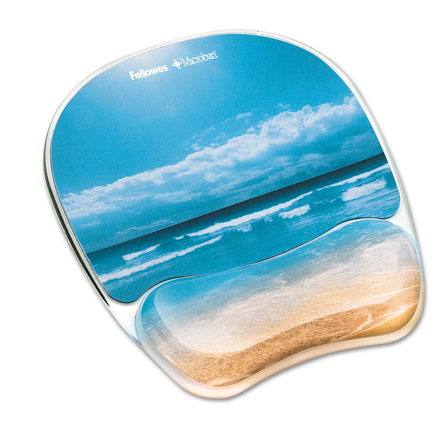 Fellowes Photo Gel Mouse Pad with Wrist Rest with Microban Protection, 7.87 x 9.25, Sandy Beach Design (9179301)