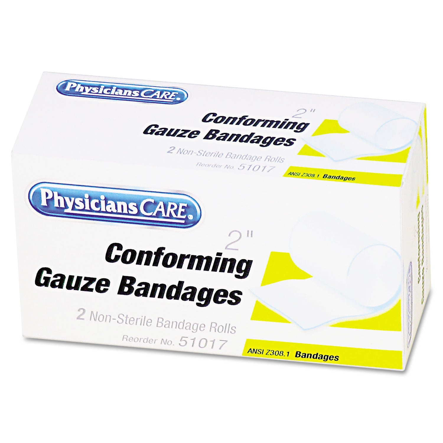 PhysiciansCare First Aid Conforming Gauze Bandage, Non-Steriile, 2" Wide, 2/Box (51017)