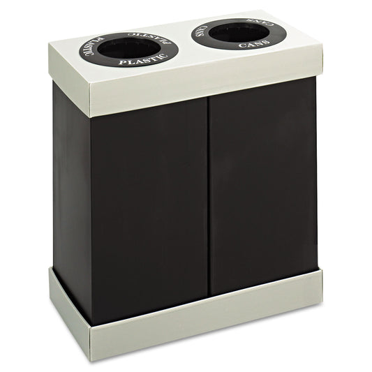 Safco At-Your-Disposal Recycling Center, Two 28 gal Bins, Polyethylene, Black (9794BL)